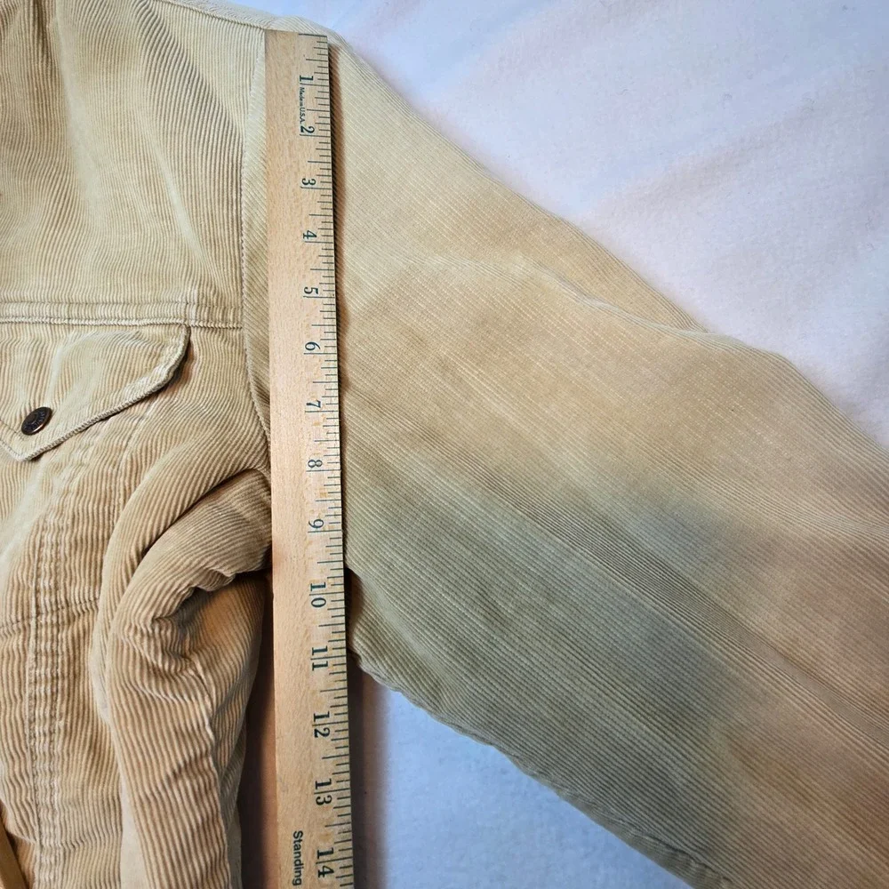 Vintage Levis Beige Corduroy Sherpa Lined Trucker Jacket Mens Large 42 USA 70506 - Picture 15 of 16